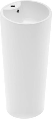 1.75'' Drain Glossy White Ceramic Pedestal Bagno Lavabo Con Cromo Finish Overflow